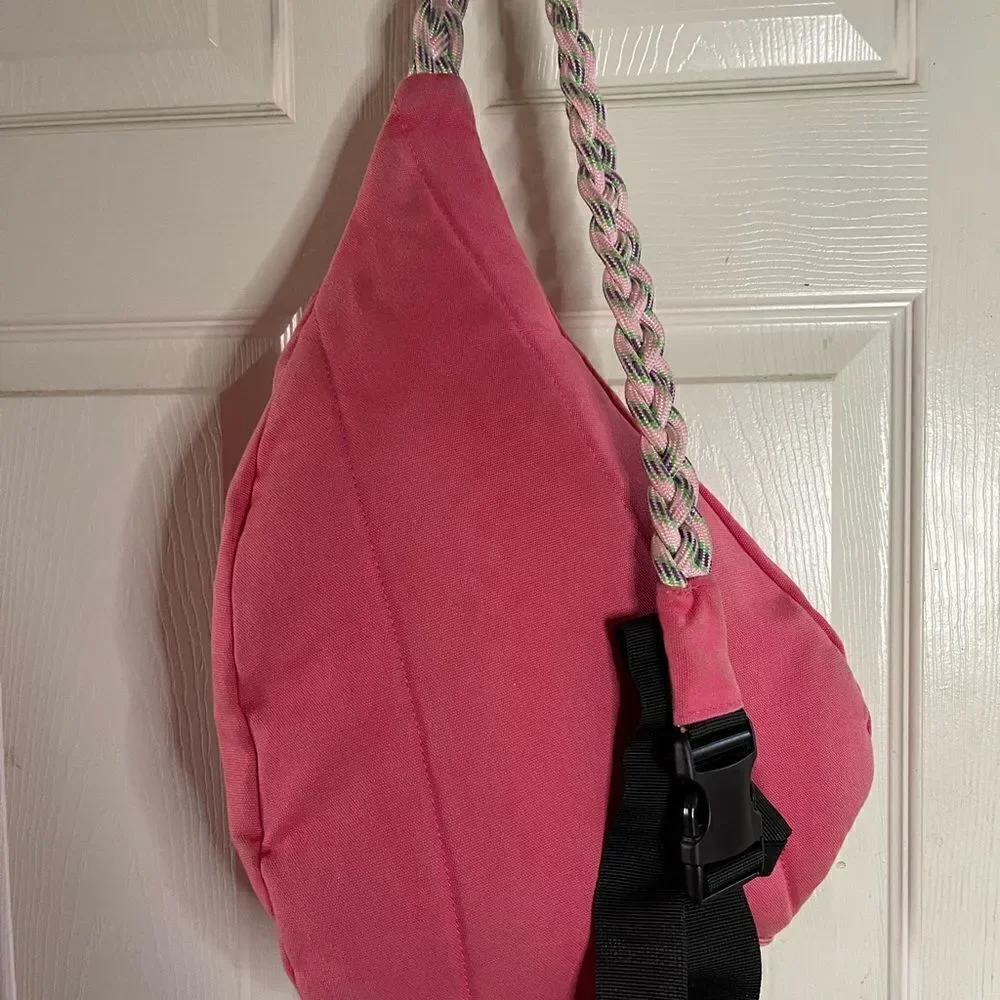 Ubun2bag canvas orange rope sling bag anti theft .